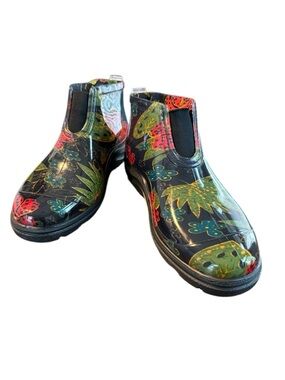 Sloggers Rain and Garden Ankle Boots In Midsummer Black Size 9